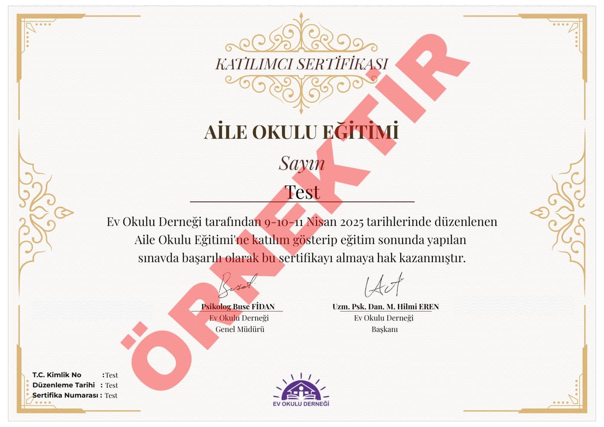 Aile Okulu Sertifikası